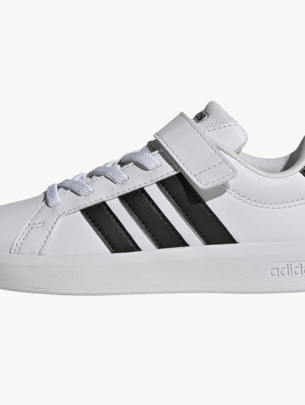 adidas Kids White Sneakers with Black Three-Stripes Grand Court 2.0